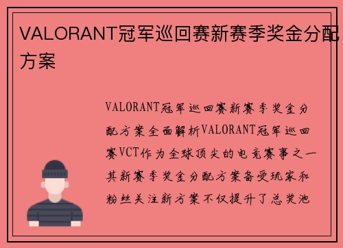 VALORANT冠军巡回赛新赛季奖金分配方案