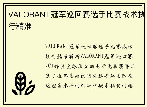 VALORANT冠军巡回赛选手比赛战术执行精准