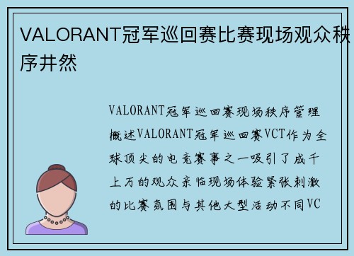 VALORANT冠军巡回赛比赛现场观众秩序井然