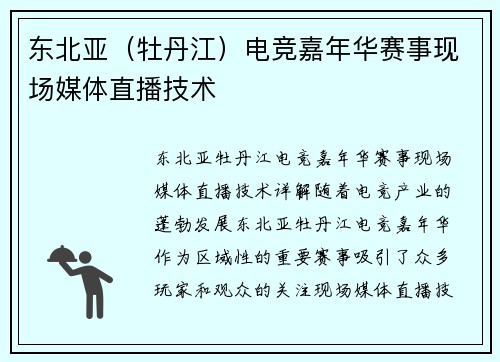 东北亚（牡丹江）电竞嘉年华赛事现场媒体直播技术